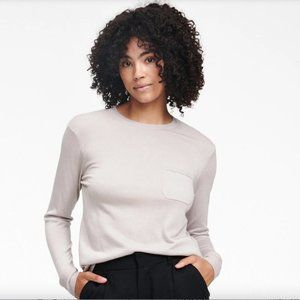 Naadam Lightweight Crewneck with Pocket in Pale Gray NWT